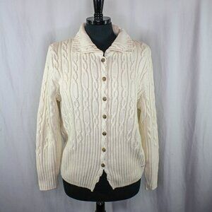 Blue Willi's Cardigan Sweater Cable Knit Cotton Size M